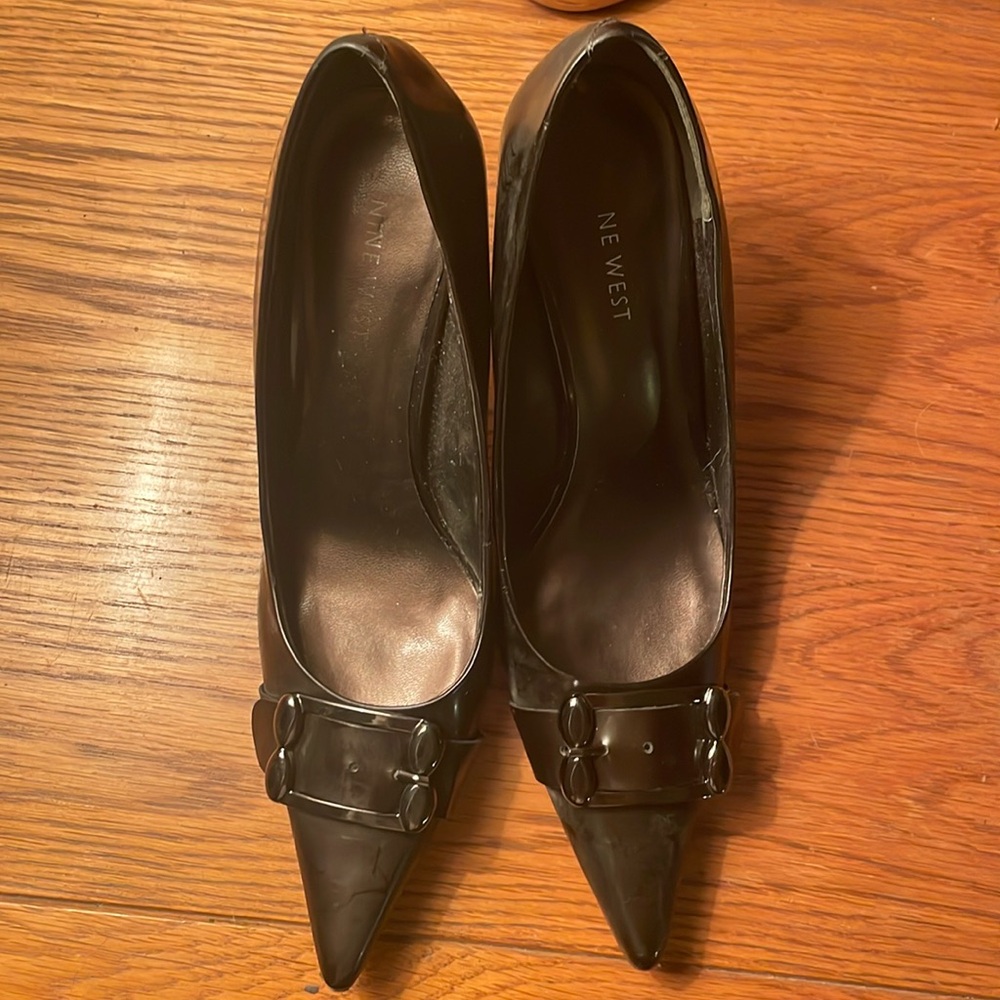 Brown closed toe heels. Nine West